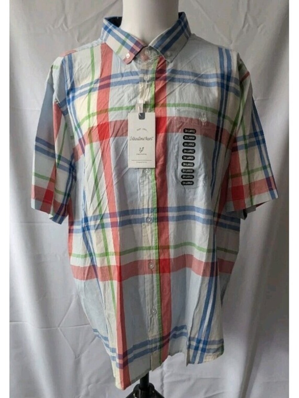 Men's International Report Button Up Shirt 3XL  Multicolor Stripes Beachwear